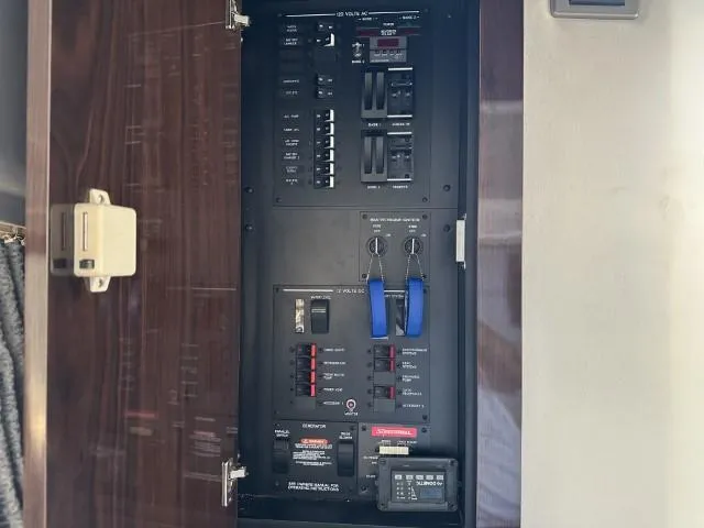  Yacht Photos Pics Electrical panel inside a 2022 Sea Ray Sundancer 320 boat.