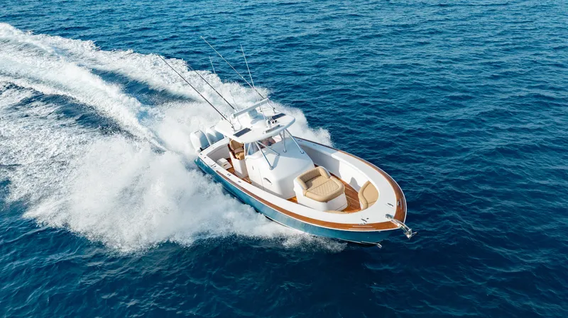 Off Course (name Reserved) Yacht Photos Pics 2018 Winter Custom Yachts 37 Custom Carolina cruising on open blue water.