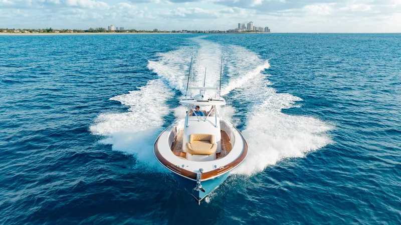 Off Course (name Reserved) Yacht Photos Pics 2018 Winter Custom Yachts 37 Custom Carolina cruising on open blue ocean.