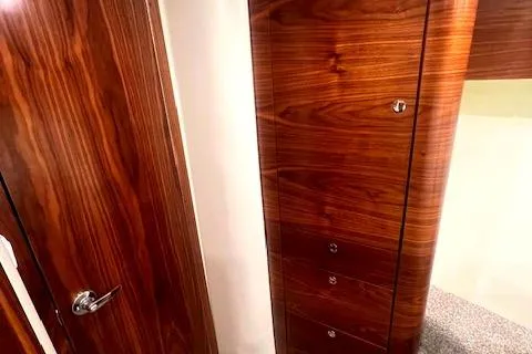  Yacht Photos Pics Luxurious wooden interior of 2024 Custom Carolina Albemarle Spencer yacht.