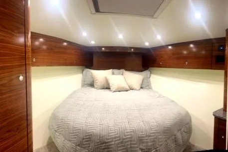  Yacht Photos Pics Luxurious cabin interior of 2024 Custom Carolina Albemarle Spencer yacht.