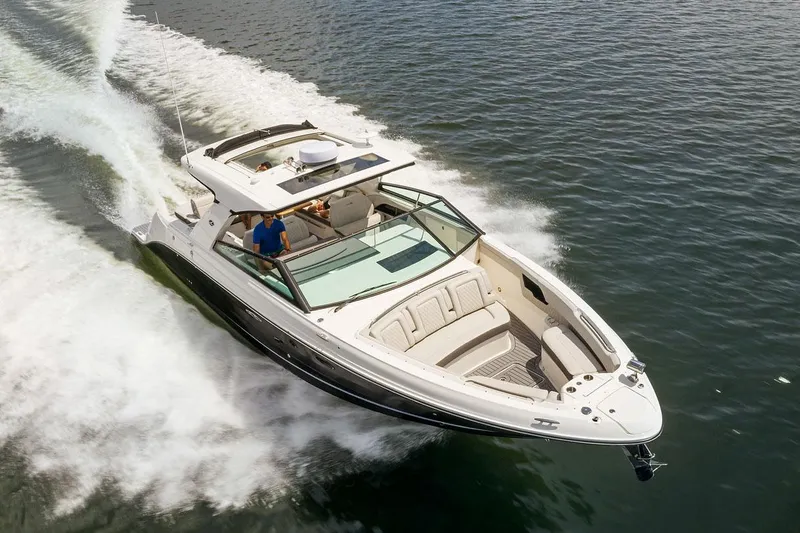  Yacht Photos Pics Manufacturer Provided Image: 2023 Sea Ray SLX 400 luxury motorboat cruising on water.