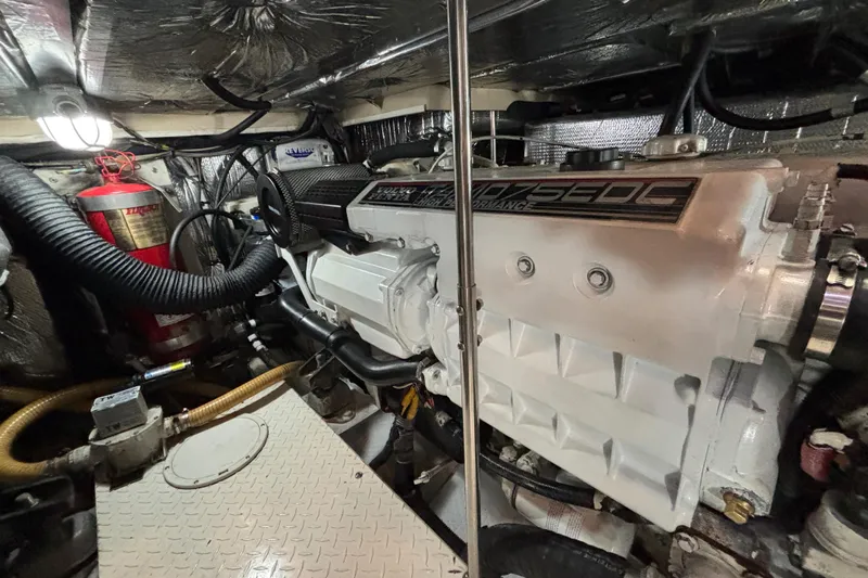 Liberty Call Yacht Photos Pics Engine room of 2005 Cruisers Yachts 455 Express Motoryacht with Volvo Penta TAMD75PEDC &nbsp;engine.