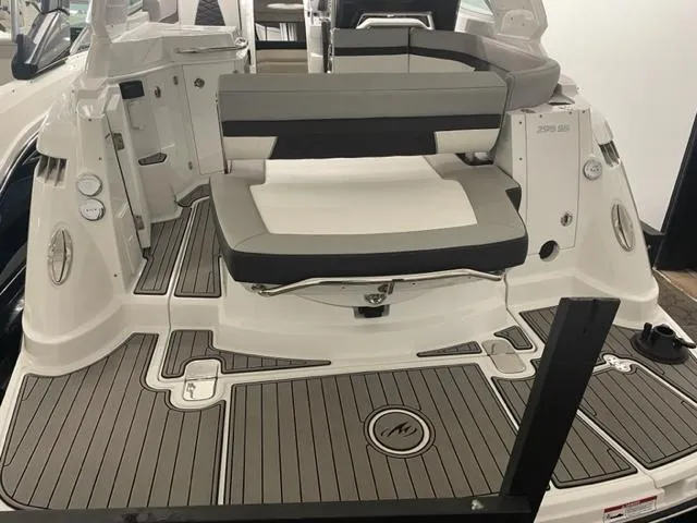  Yacht Photos Pics 2022 Monterey 295 Sport Yacht, rear deck view with seating and modern design.