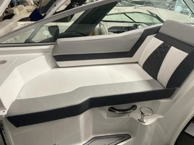  Yacht Photos Pics 2022 Monterey 295 Sport Yacht interior seating with modern design and luxurious upholstery.