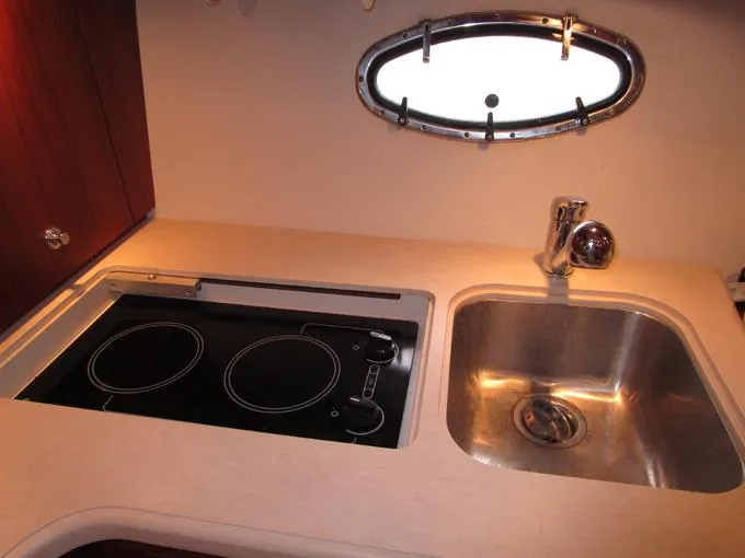 50/50 Yacht Photos Pics Cook Top and Sink with Corian Covers