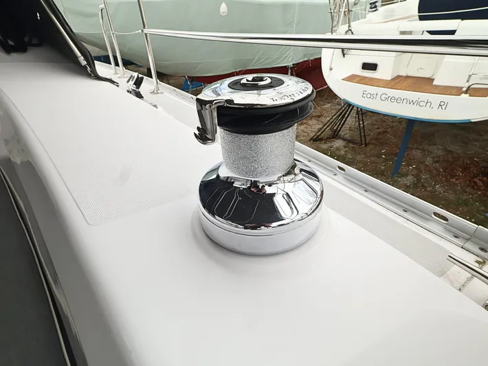  Yacht Photos Pics 2021 Catalina C355 sailboat winch on deck, East Greenwich, RI.