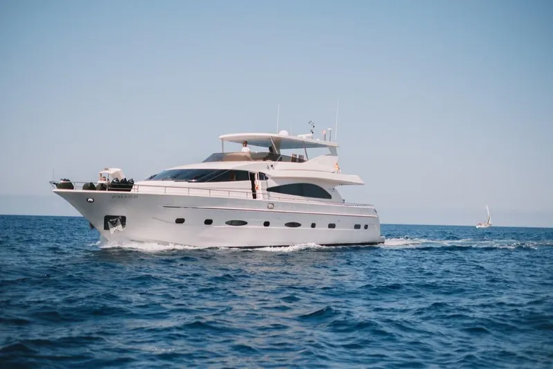  Yacht Photos Pics 2000 Astondoa 82 GLX yacht cruising on open sea under clear blue sky.