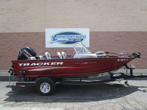 2017 Tracker PGV175 COMBO boat on trailer at Grand Pointe Marina.
