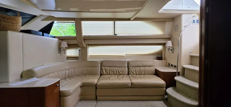  Yacht Photos Pics Luxurious interior of a 2005 Meridian 368 Motor Yacht with beige leather seating.