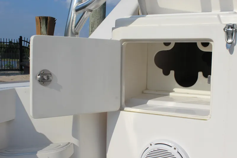  Yacht Photos Pics Open storage compartment on 2005 Cabo 40 Hardtop Express boat.