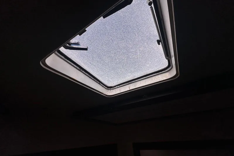 Romeo & Juliet Yacht Photos Pics Open hatch on 2009 Azimut 86S yacht, viewed from interior.