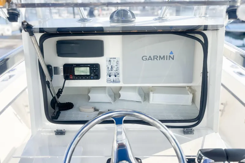  Yacht Photos Pics 2016 Whitewater boat console with Garmin navigation and communication equipment.