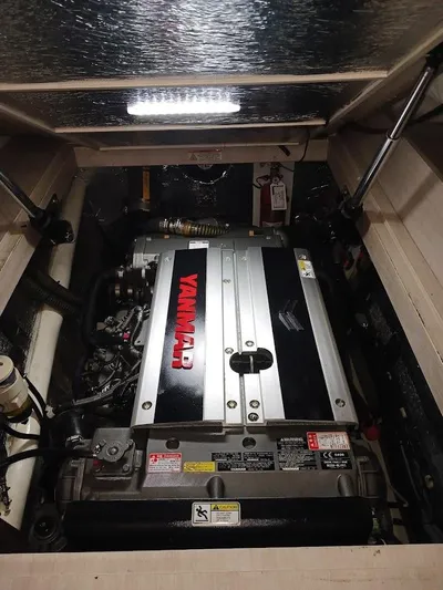 High Life Yacht Photos Pics Engine compartment of a 2020 Leopard 43 Powercat with Yanmar engine.