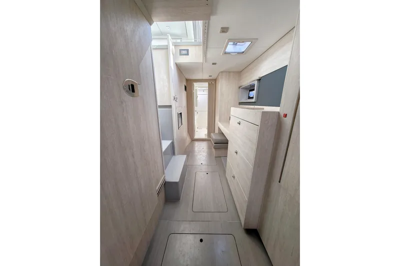 High Life Yacht Photos Pics Interior of 2020 Leopard 43 Powercat, featuring modern design and ample storage space.