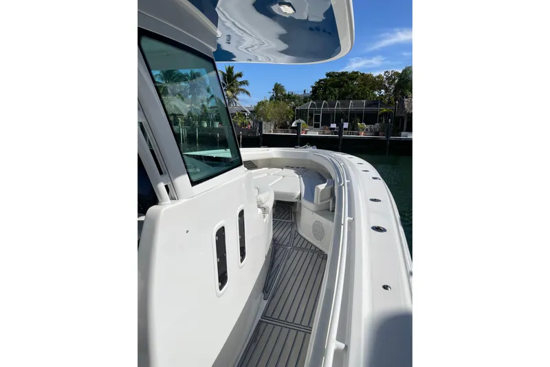  Yacht Photos Pics 2019 HCB 42 Siesta boat deck with sleek design and waterfront view.