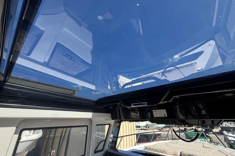  Yacht Photos Pics Interior view of 2026 Navan C30 boat with a clear glass roof.