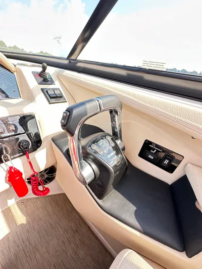  Yacht Photos Pics 2019 Regal 29 OBX boat cockpit with modern controls and steering wheel.