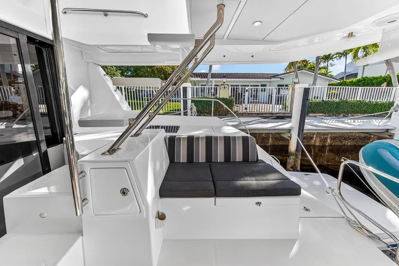  Yacht Photos Pics 2017 Leopard 43 Powercat yacht with sleek seating and modern design.