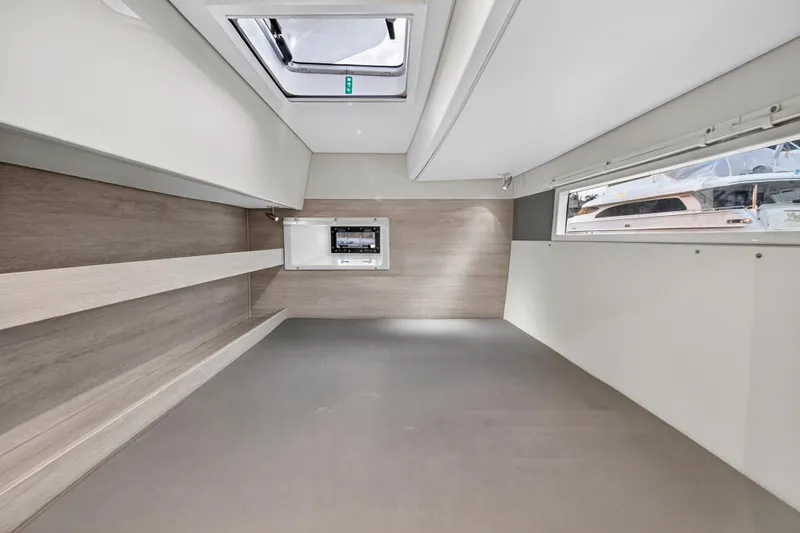  Yacht Photos Pics Interior cabin of 2017 Leopard 43 Powercat, featuring modern design and ample natural light.