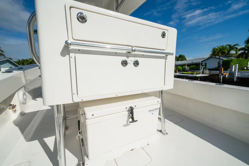 Carried Away Yacht Photos Pics 2016 Invincible 36 Open Fisherman boat deck with storage compartments.