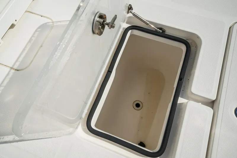 Carried Away Yacht Photos Pics Open storage compartment on 2016 Invincible 36 Open Fisherman boat.