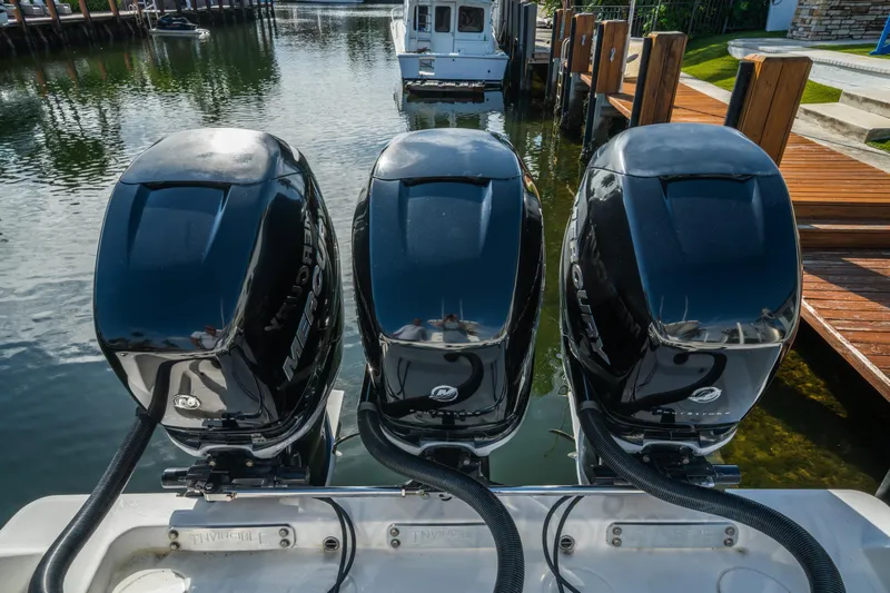 Carried Away Yacht Photos Pics Triple Mercury outboard engines on a 2016 Invincible 36 Open Fisherman boat.