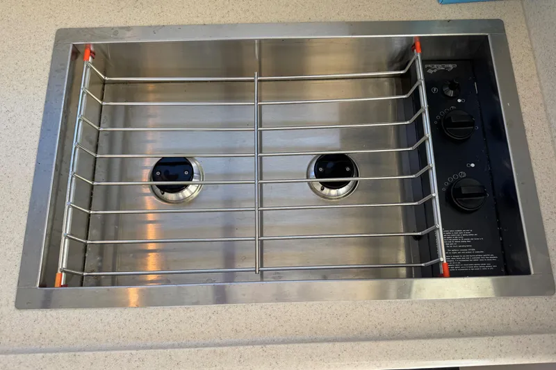  Yacht Photos Pics Stainless steel boat stove with dual burners, Ocean Sport Roamer 2010 model.