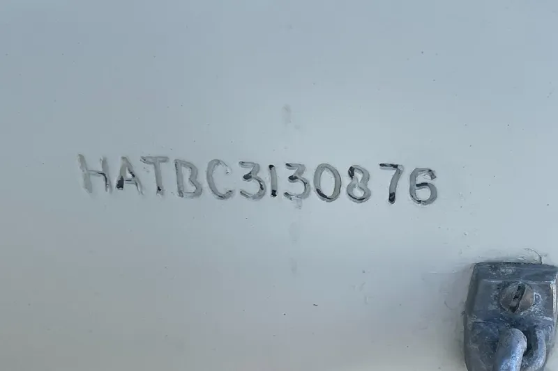 Freedom Yacht Photos Pics Hull identification number on 1976 Hatteras 48 Long Range Cruiser.