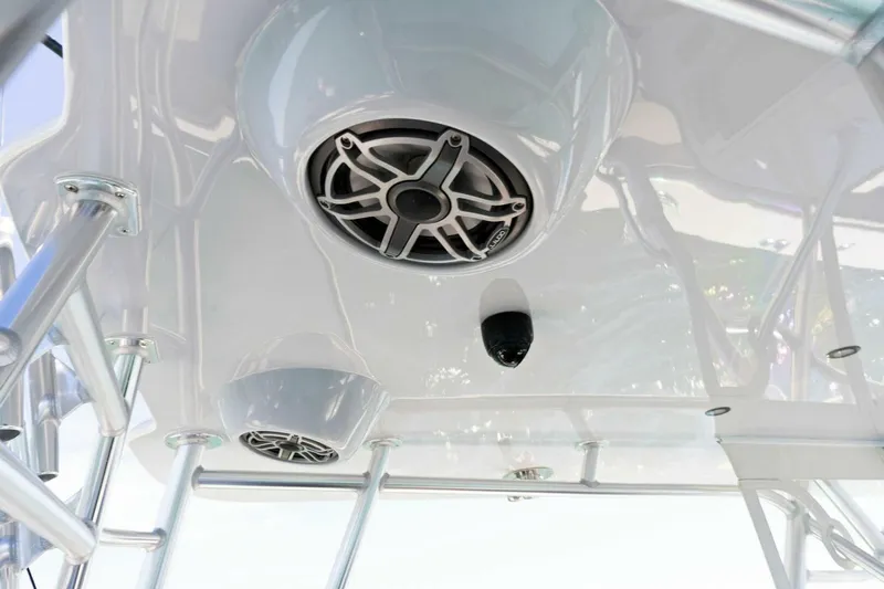  Yacht Photos Pics 2021 SeaVee 390Z boat with overhead speakers and sleek design.