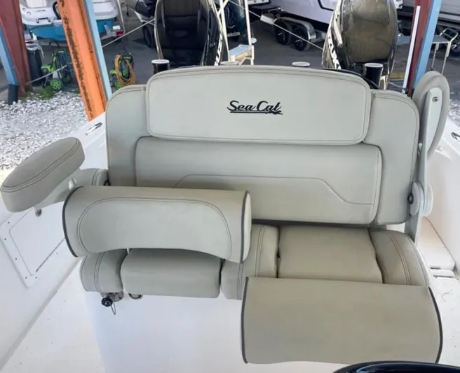  Yacht Photos Pics 2024 Sea Cat 262 HC boat seating with armrests and headrest.