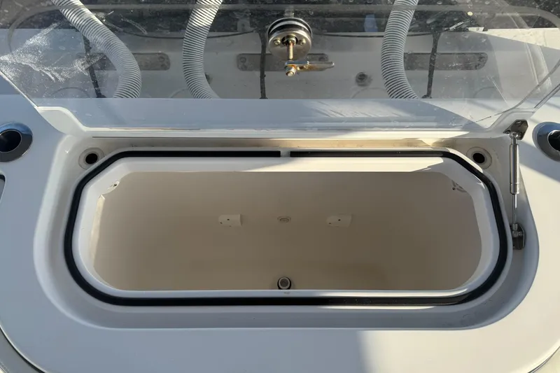  Yacht Photos Pics Open storage compartment on 2024 Invincible 39 Open Fisherman boat.