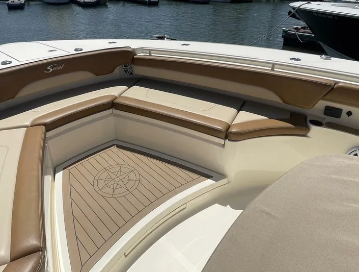 Shady Lady 2 Yacht Photos Pics Luxurious seating area on a 2019 Scout 380LXF boat.