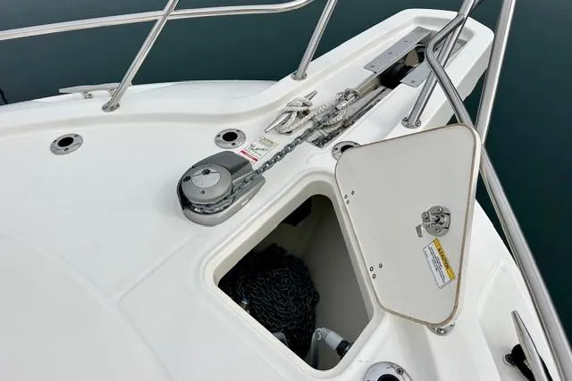  Yacht Photos Pics 2021 Boston Whaler 345 Conquest Pilothouse anchor storage and winch system.