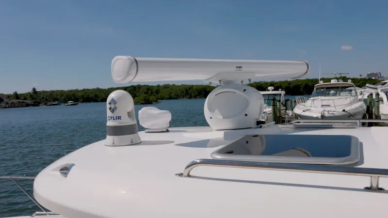 Salt Yacht Photos Pics Boston Whaler 325 Conquest 2023 with radar on the water.