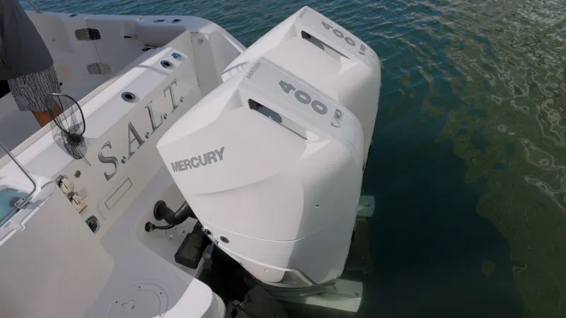 Salt Yacht Photos Pics Boston Whaler 325 Conquest 2023 with Mercury 400 engines on water.
