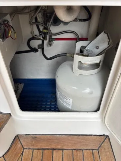  Yacht Photos Pics Propane tank storage in 2001 West Bay Sonship 58 Pilothouse yacht.