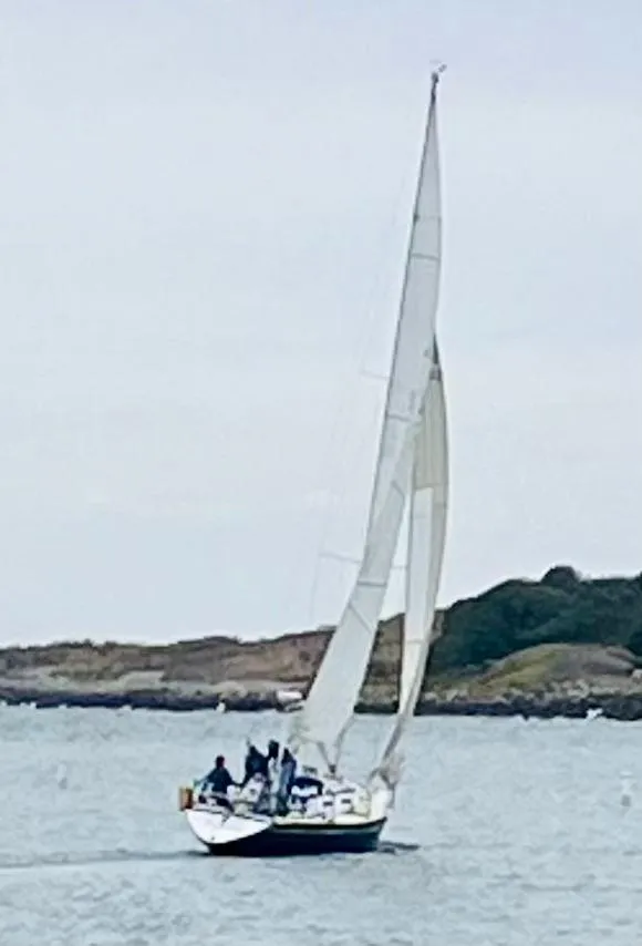 1982 Schock NY 36 sailboat on the water.