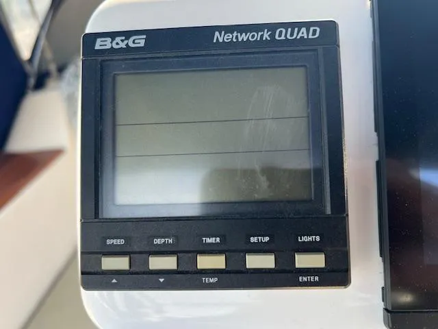  Yacht Photos Pics B&G Network QUAD display on 1999 Island Packet 380 sailboat, showing speed, depth, and timer controls.