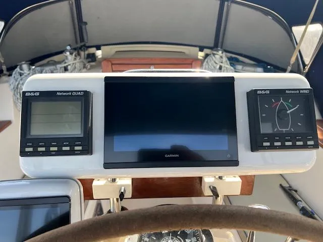  Yacht Photos Pics Cockpit navigation instruments on a 1999 Island Packet 380 sailboat.