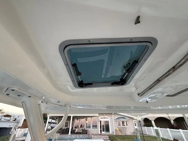  Yacht Photos Pics Roof hatch of a 2017 Boston Whaler 320 Vantage boat.