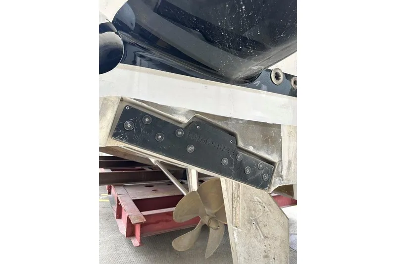  Yacht Photos Pics Close-up of Lanzarote 7702 boat propeller and hull, 2025 model.