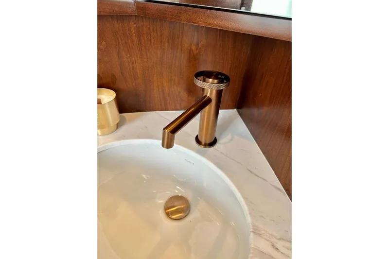  Yacht Photos Pics Modern bronze faucet on marble countertop, Lanzarote 7702, 2025 model.