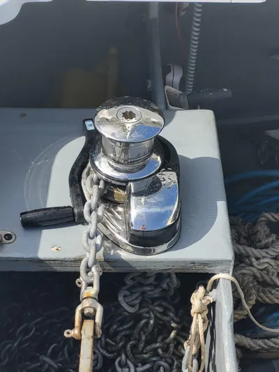 Double Trouble Yacht Photos Pics Winch and chain on 2015 Fountaine Pajot Lipari 41 catamaran deck.