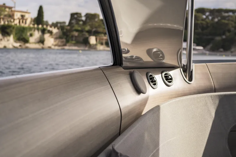 Mercedes Yacht Photos Pics Interior view of 2022 Silver Arrows Marine Arrow 460 GT yacht, featuring sleek design and luxury finishes.