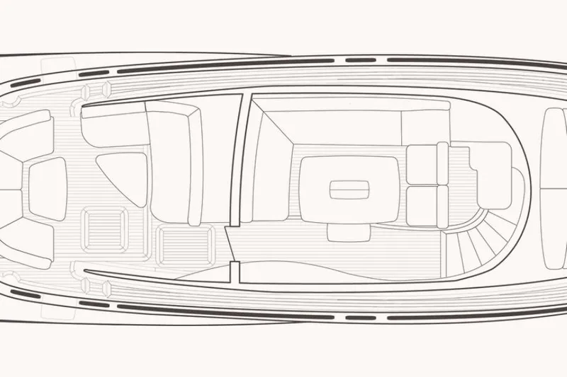 Baateaux Yacht Photos Pics Top view schematic of 2024 Zeelander 5 yacht interior layout.