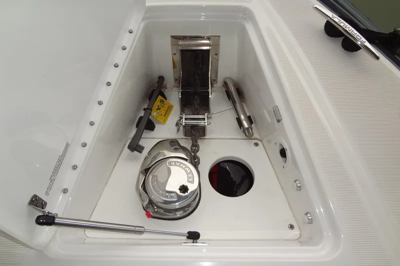 Master Plan Yacht Photos Pics 2023 Formula 380 Super Sport Crossover I/O anchor compartment with Lewmar windlass system.