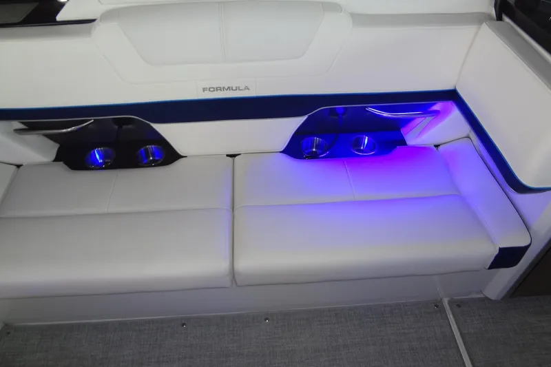 Master Plan Yacht Photos Pics 2023 Formula 380 Super Sport Crossover I/O interior with illuminated seating and cup holders.