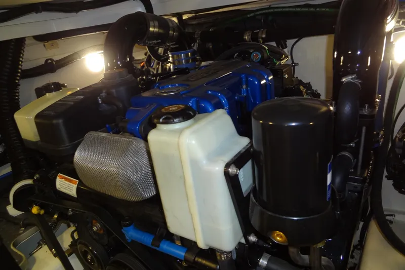 Master Plan Yacht Photos Pics Engine compartment of 2023 Formula 380 Super Sport Crossover I/O boat.