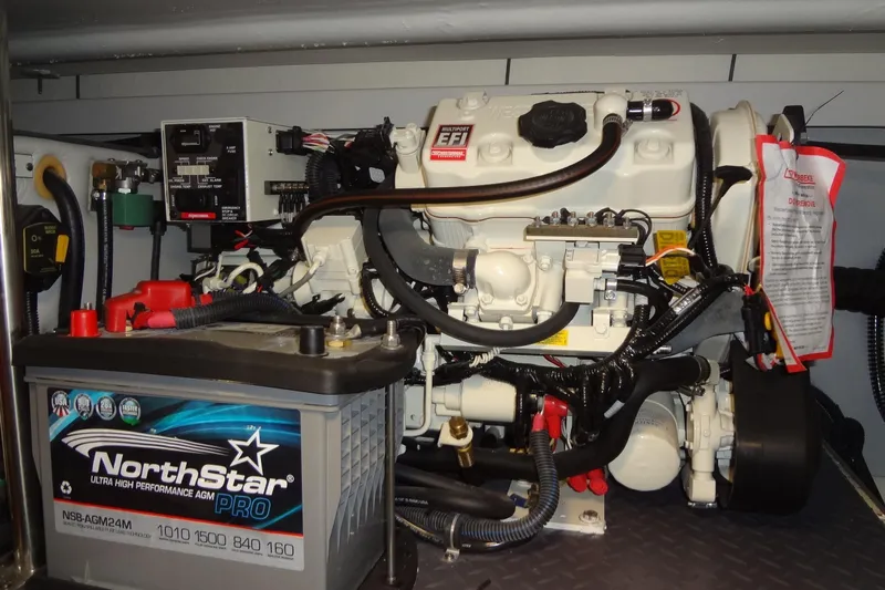 Master Plan Yacht Photos Pics Engine compartment of 2023 Formula 380 Super Sport Crossover I/O with NorthStar battery.